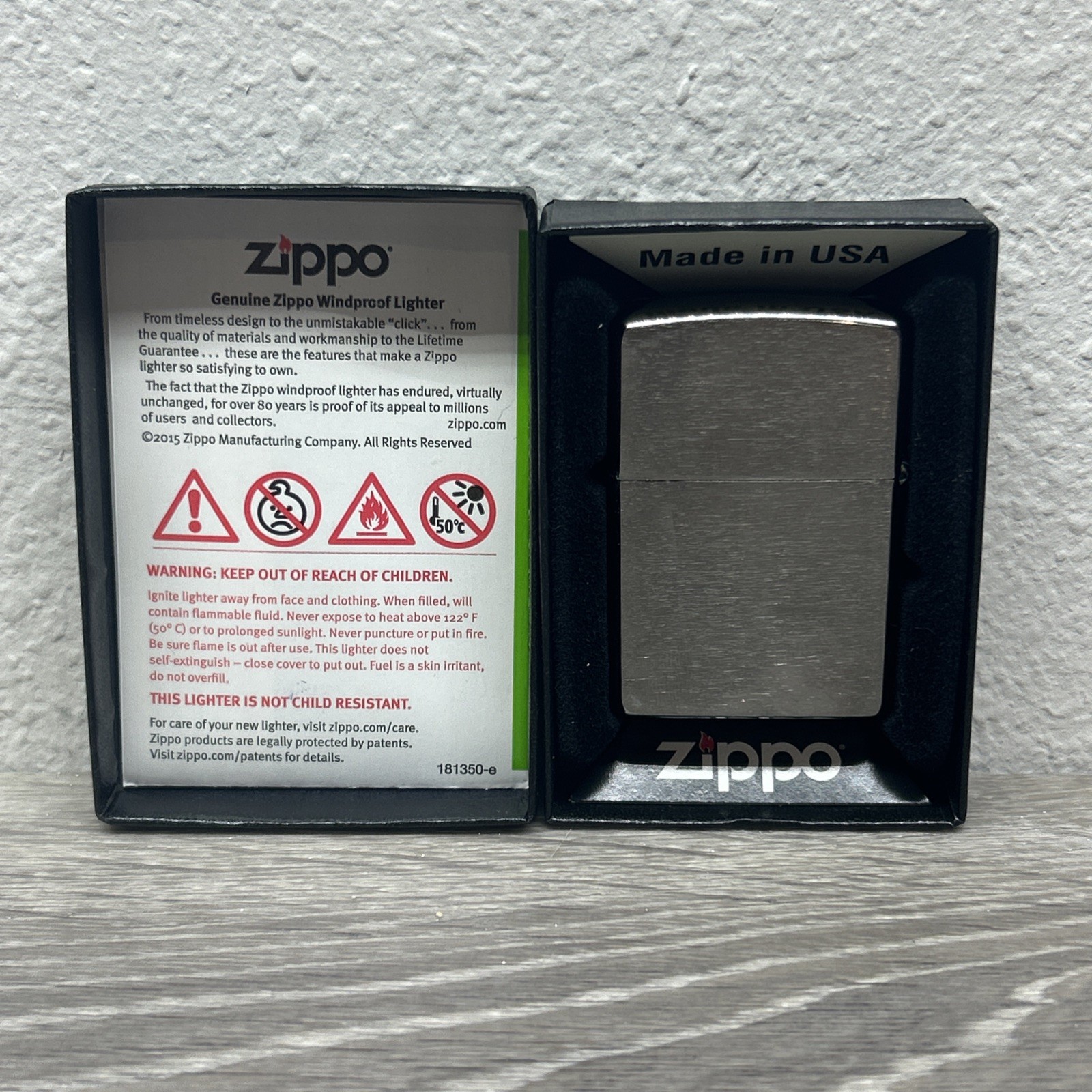 AUTHENTIC Brand New ZIPPO WINDPROOF LIGHTER Regular Brushed Chrome 2015