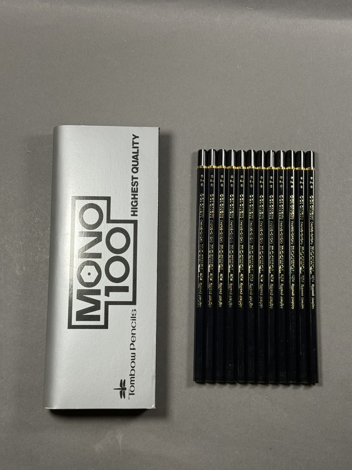 12 Japanese Vintage Pencil Tombow MONO 100 F NOS JIS Box 