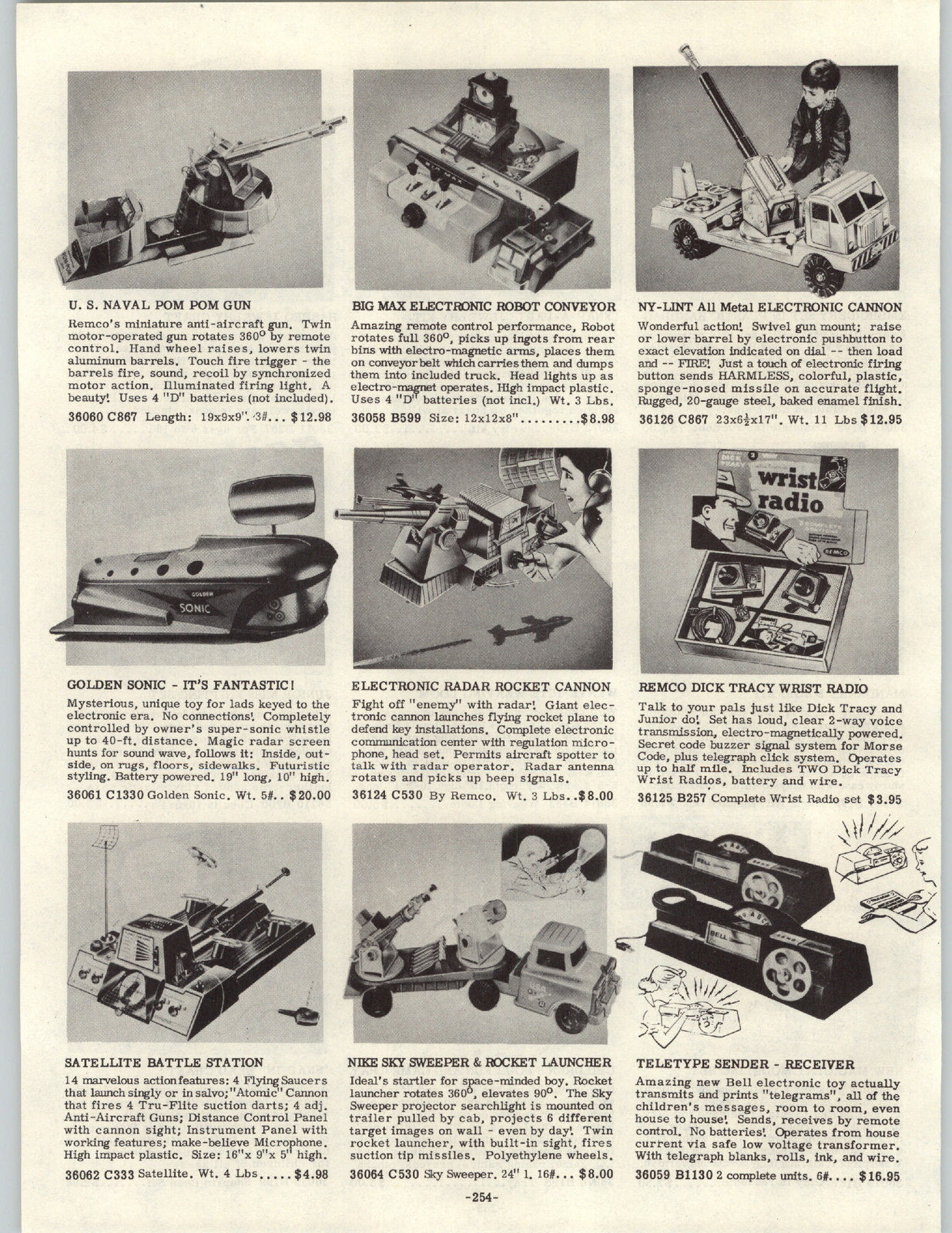 1958 PAPER AD Nylint All Metal Electronic Cannon Toy Big Max Robot Golden Sonic