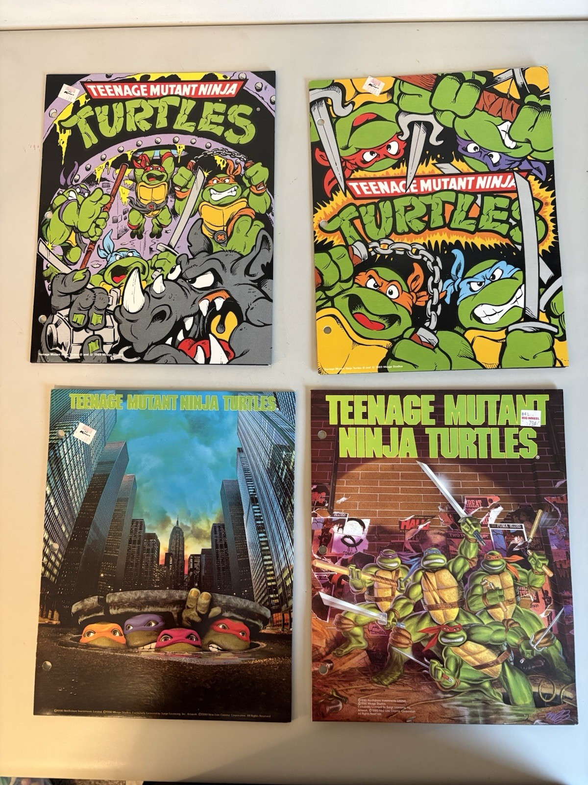 Lot of (4) Vintage TMNT Teenage Mutant Ninja Turtles Mirage School Folder Binder
