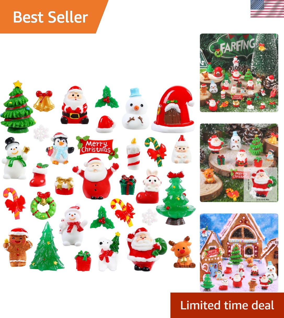 32Pcs Christmas Miniature Figurines Set - Charming Resin Decor for Holiday Magic