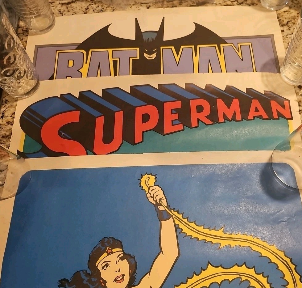 Lot of (3) 1975 National Perodical Posters BATMAN, SUPERMAN, WONDER WOMAN