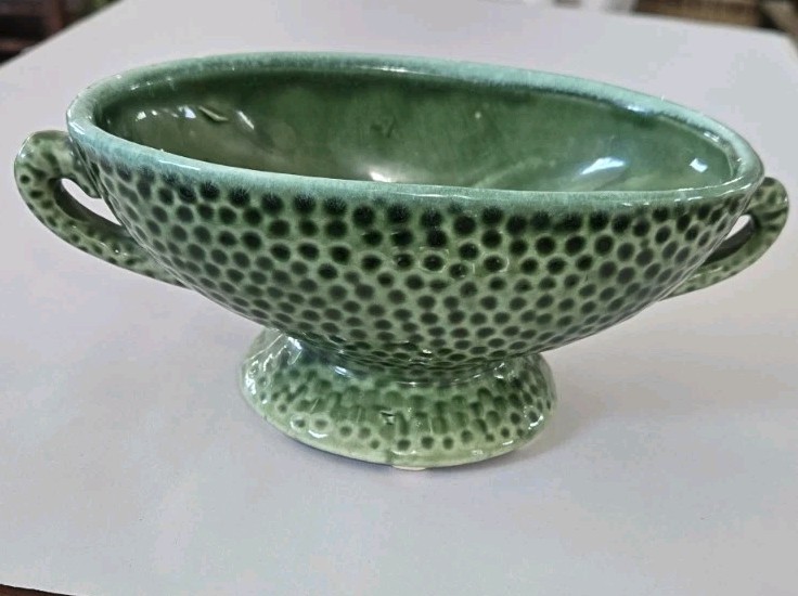 Unmarked Haeger ? Urn Hobnail Pedestall Planter Green Excellent Condition MCM