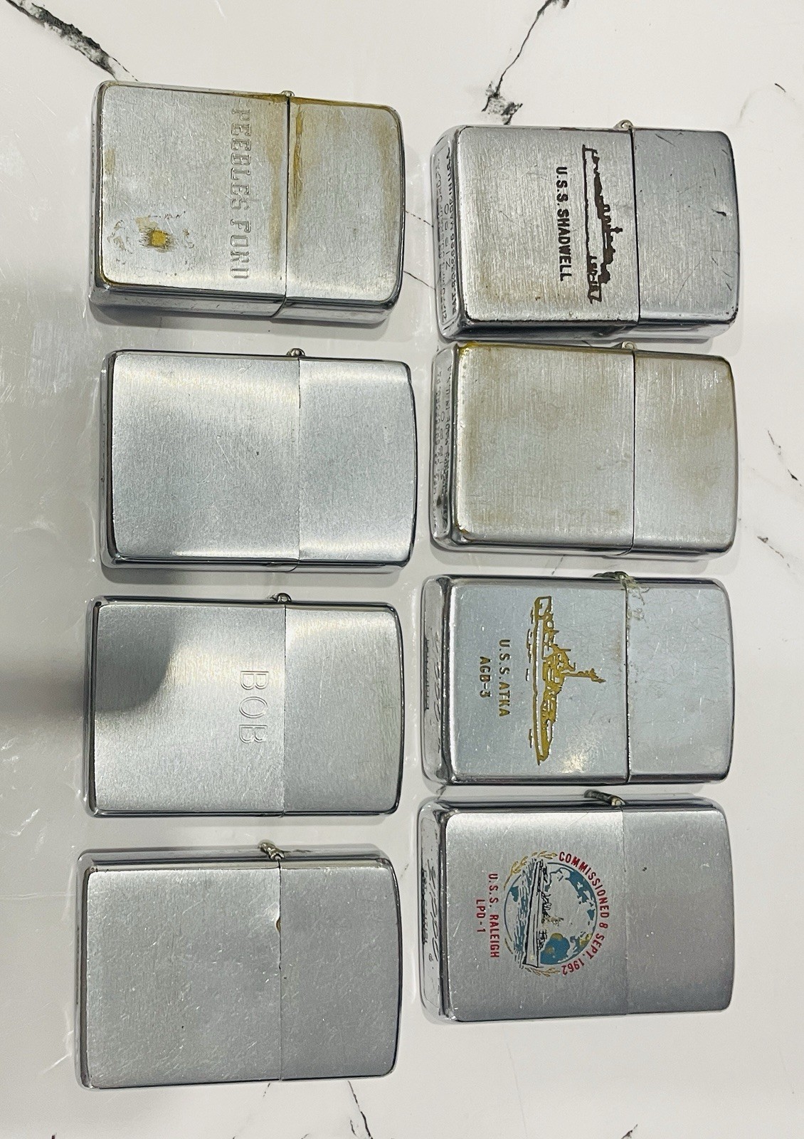 8 Vintage Zippo Lighters And 1 Broken Hinge Case