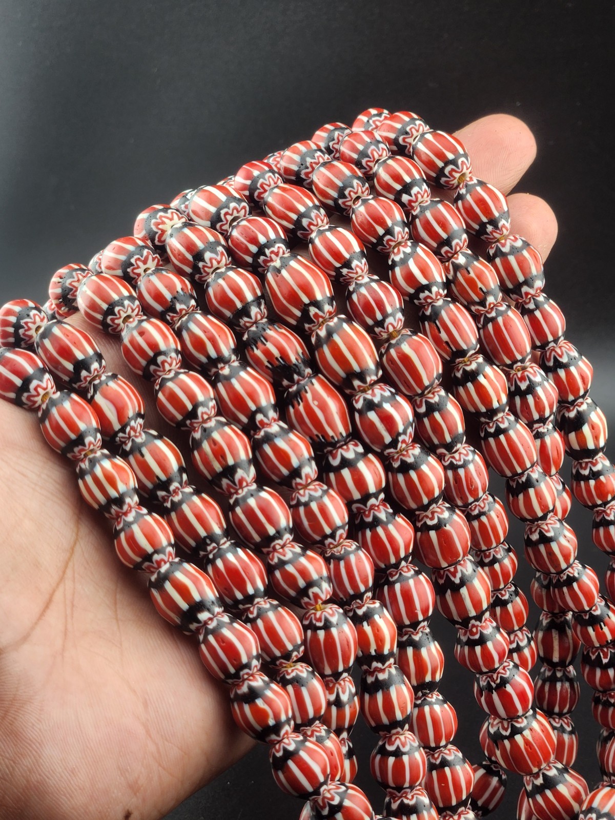 Vintage Venetian Style Chevron Beads 10mm Beautiful string