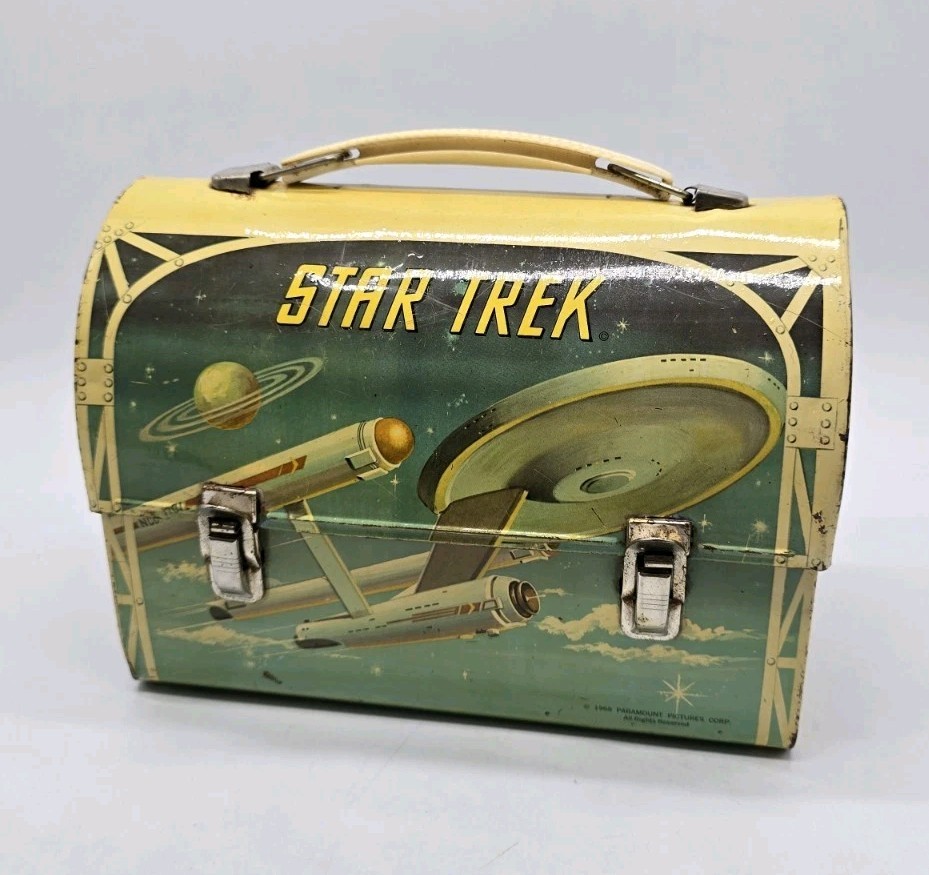 Vintage 1968 Aladdin STAR TREK Domed Dome Top Metal Lunchbox Only No Thermos
