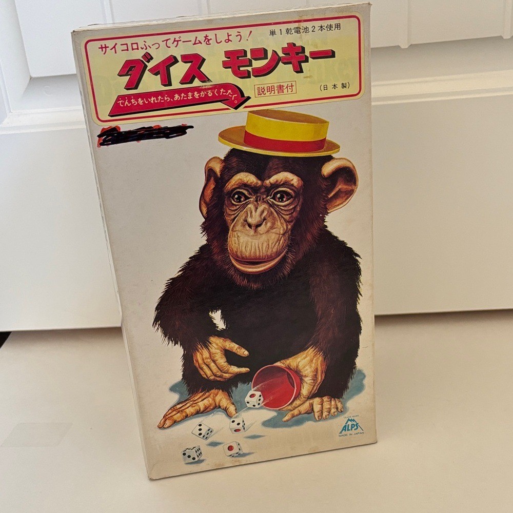 Vintage 60’s Alps Monkey Toy Lucky Seven Mechanical Throw Dice Japan Movie Prop
