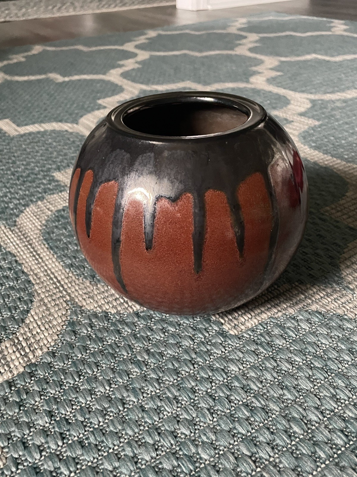 Antique Vintage Southern Redware Pottery Ceramic Vase, Crystalline Glaze Antique Vintage Southern Redware Pottery Ceramic Vase, Crystalline Glaze