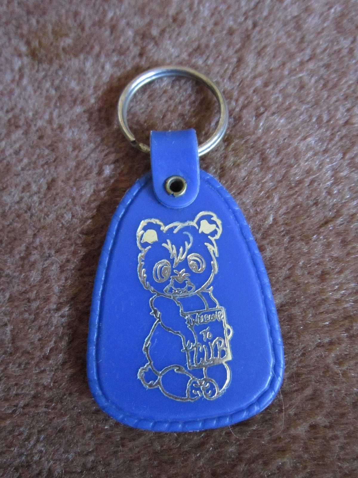 Vtg Collectible College Union Board Bear Cub keychain Blue Key Ring 