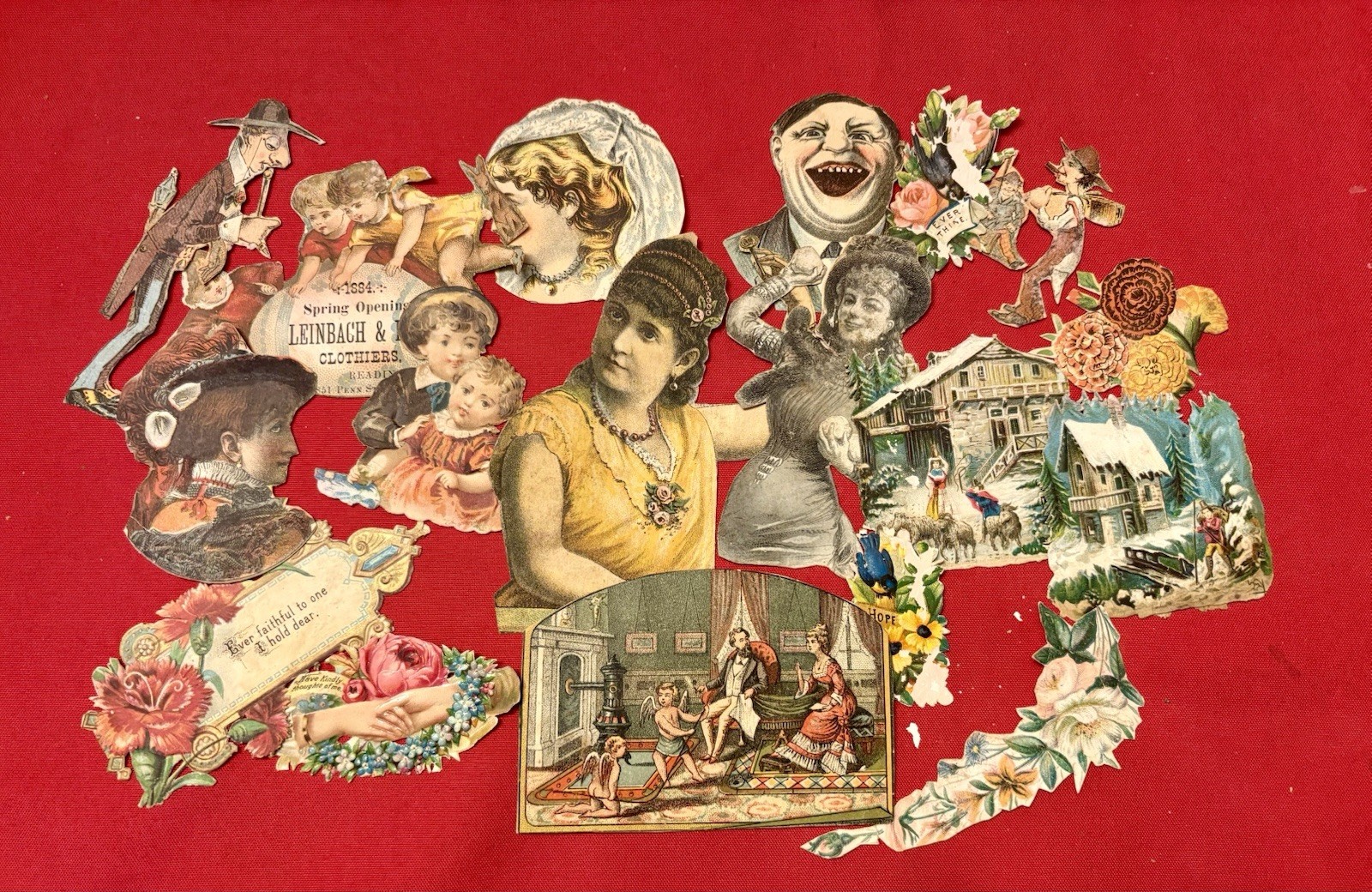 Lot of 15 Victorian Antique Scraps-Die-Cuts , ORIGINAL EPHEMERA Different Sizes