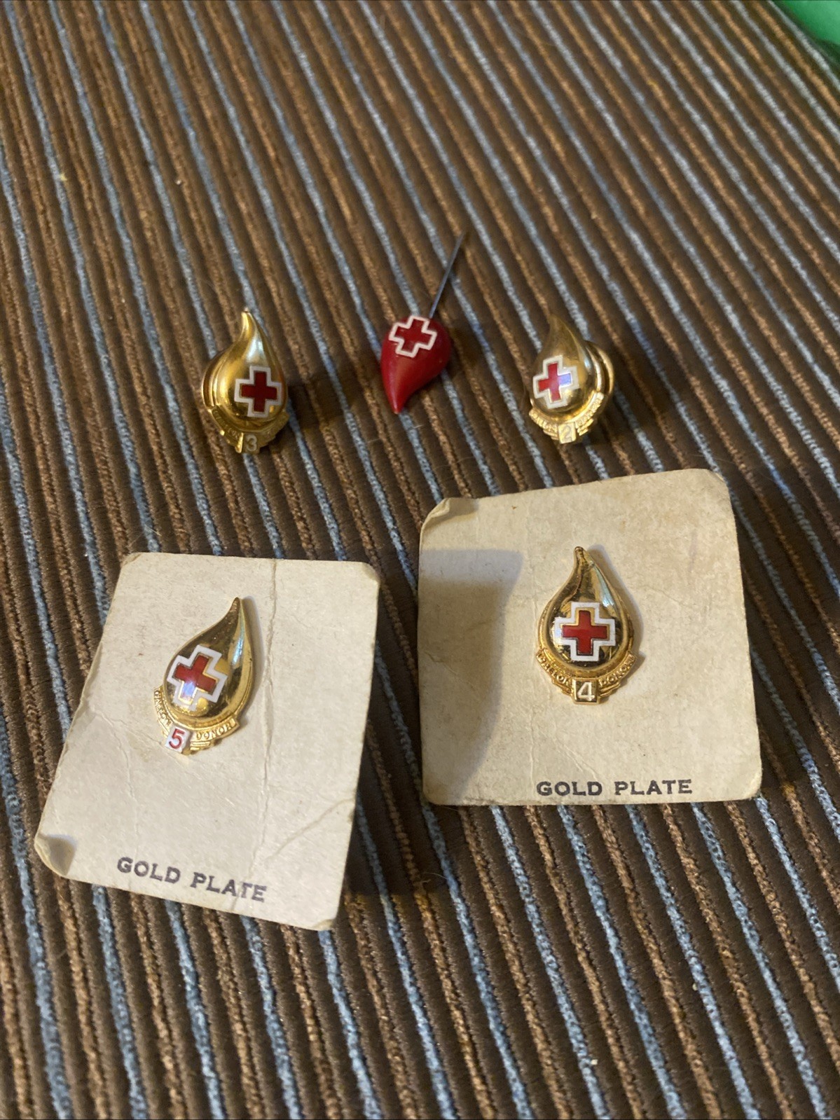 5 1950s Red Cross Blood Donation Pins