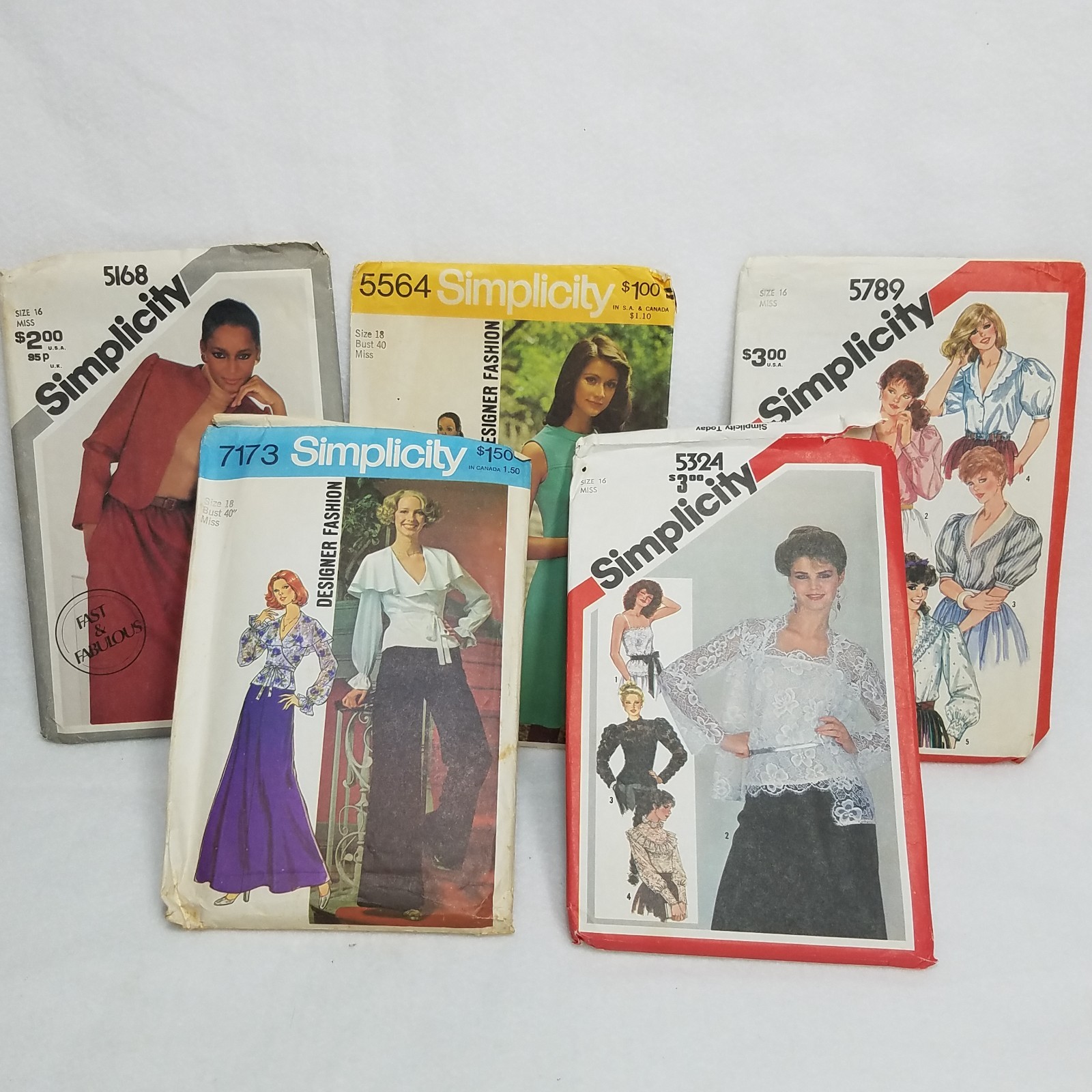 Vtg 70s Simplicity Sewing Patterns Lot 5 Uncut Complete Dress Top Skirt 1970s