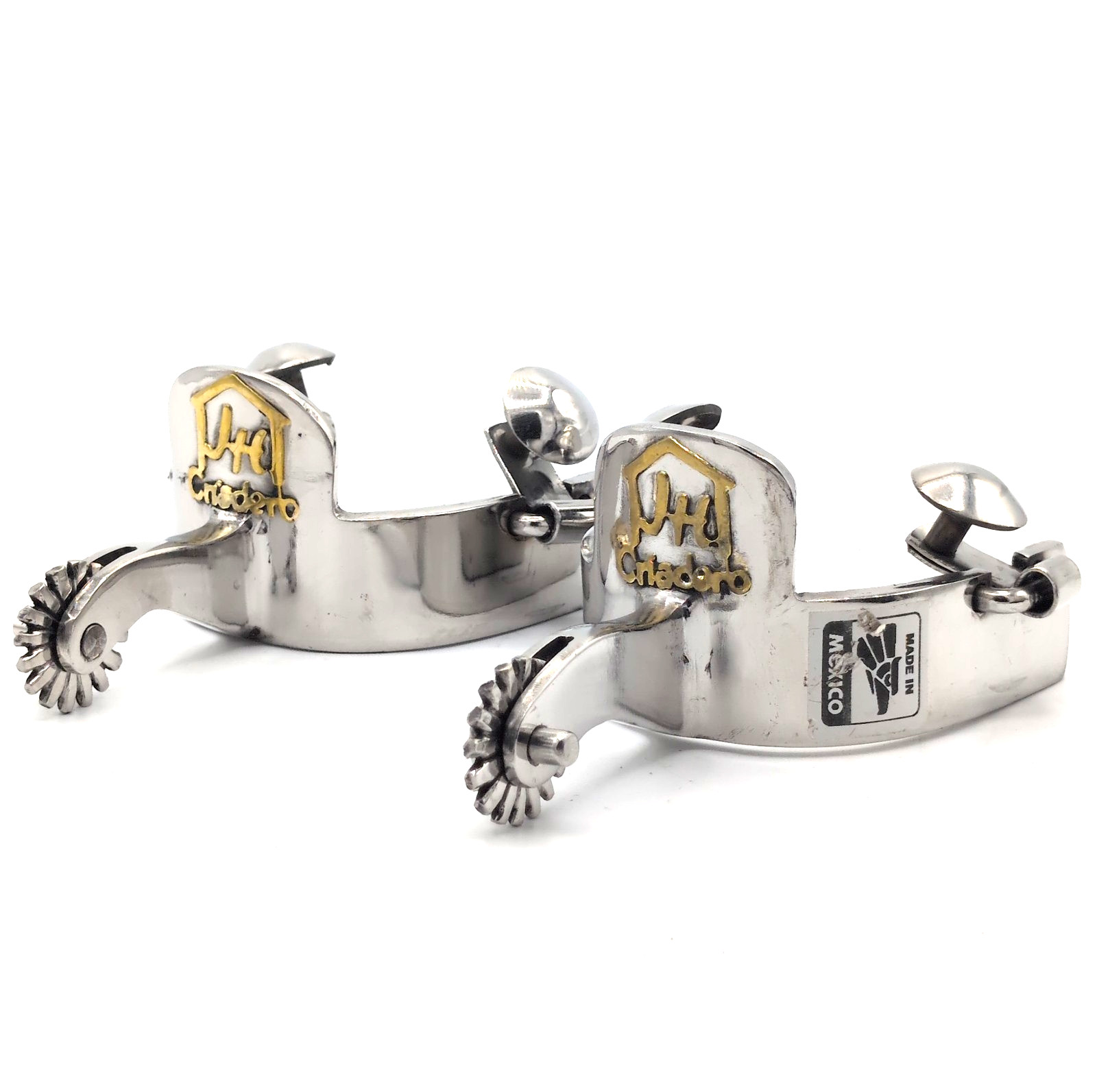 PAIR Authentic Western Charro Cowboy Spurs Chrome Brass \