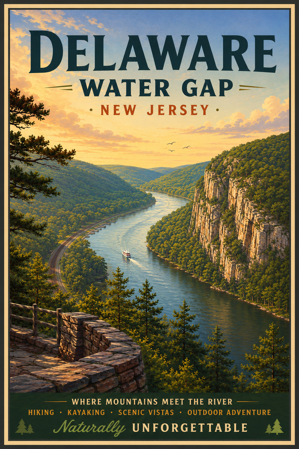 DELAWARE WATER GAP NEW JERSEY TRAVEL POSTER *2X3 FRIDGE MAGNET* SOUVENIR GIFT NJ