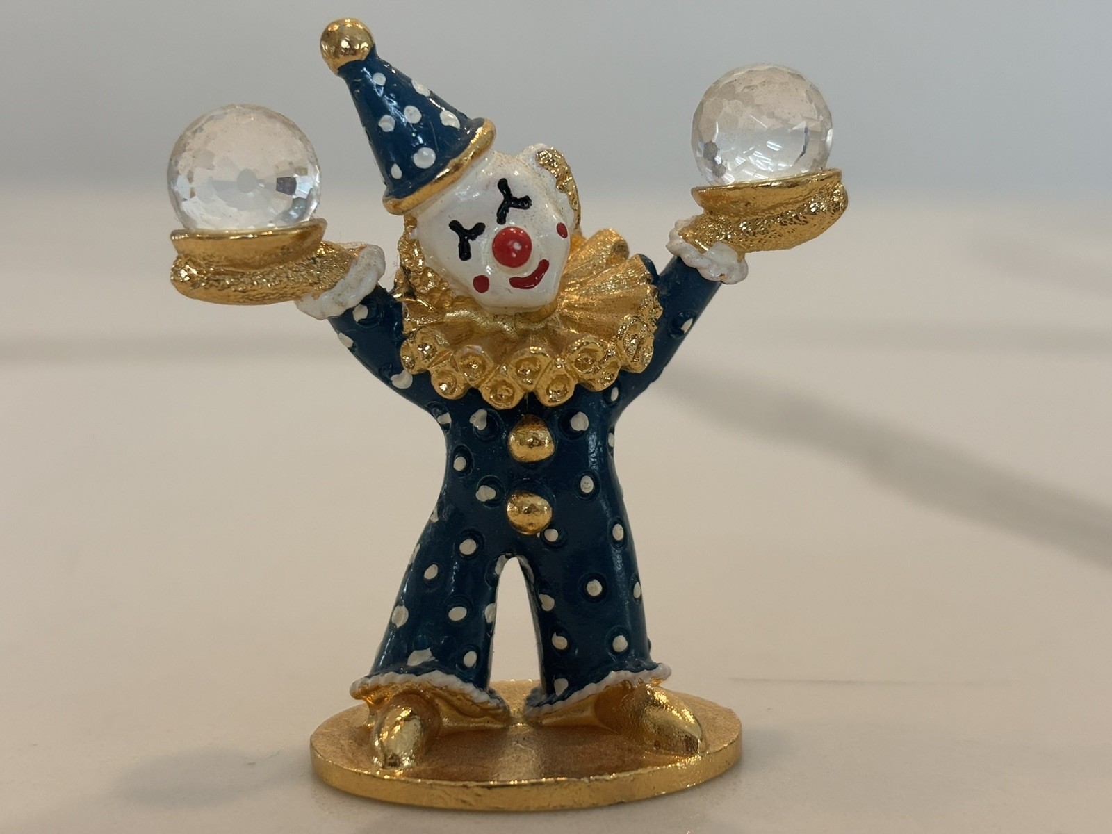 Vintage 1985 Spoontiques C/M447 Clown Swarovski Crystal Balls Pewter Gold