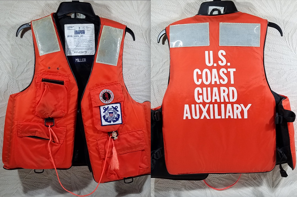 VINTAGE US COAST GUARD AUXILIARY MUSTANG SURVIVAL LIFE JACKET FLOTATION VEST XL