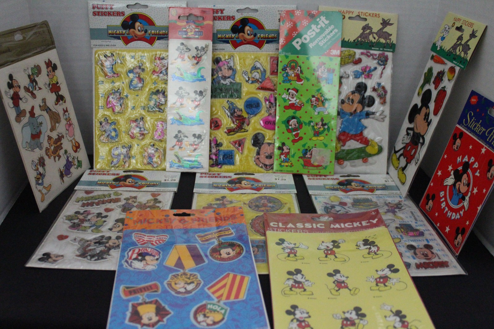 Vintage Disney 13 Stickers Lot Mickey and Friends Puffer,Happy, Holiday, Classic