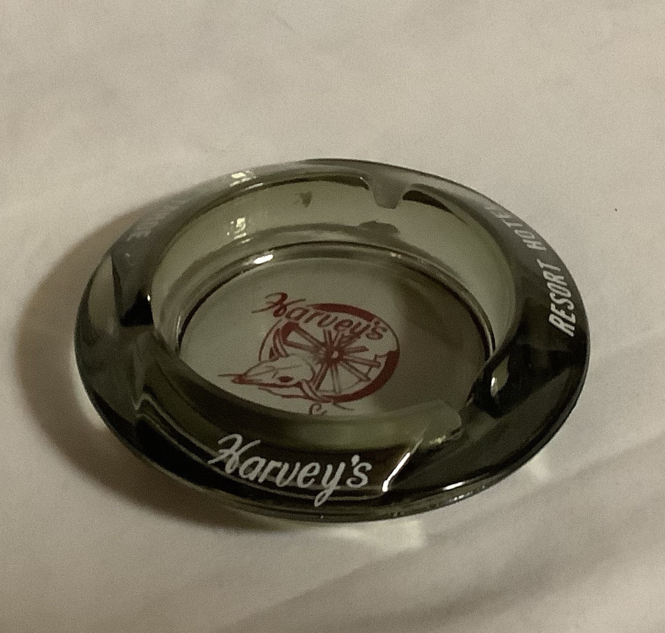 Vintage Harvey's State Line Nevada Resort Hotel Lake Tahoe Ashtray 4.5” W