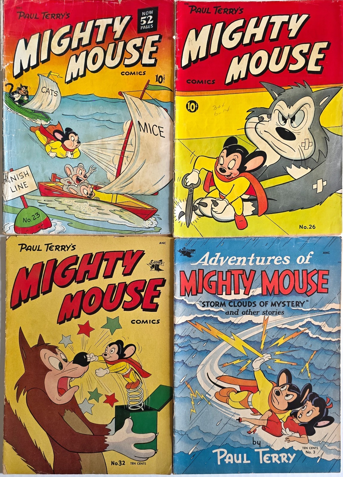 Paul Terry\'s Mighty Mouse Comic Lot (4) #23-33+#3* VG+ G 1951 St John Golden Age