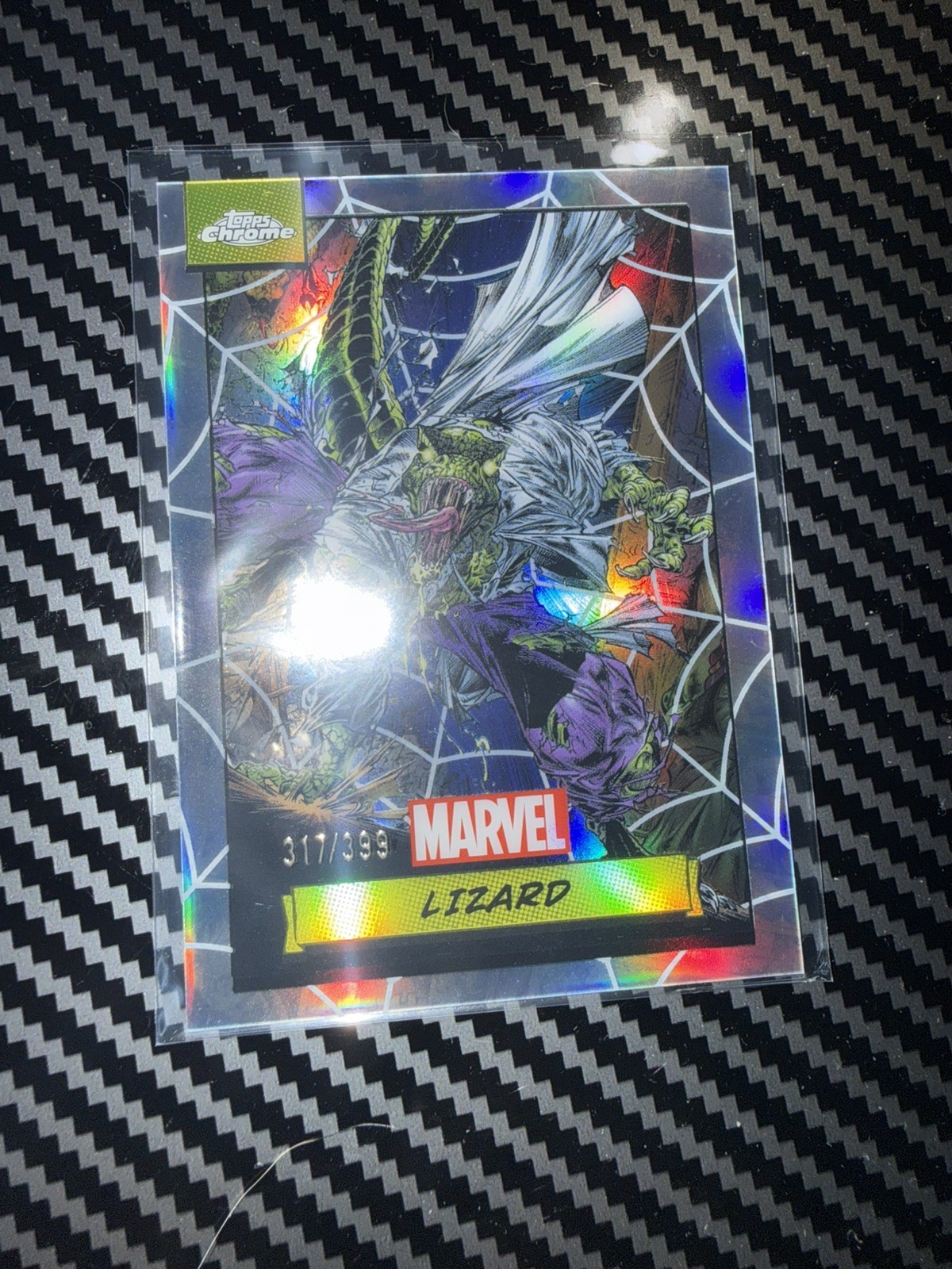 2024 Topps Chrome Marvel Lizard Spiderweb Refractor #/399