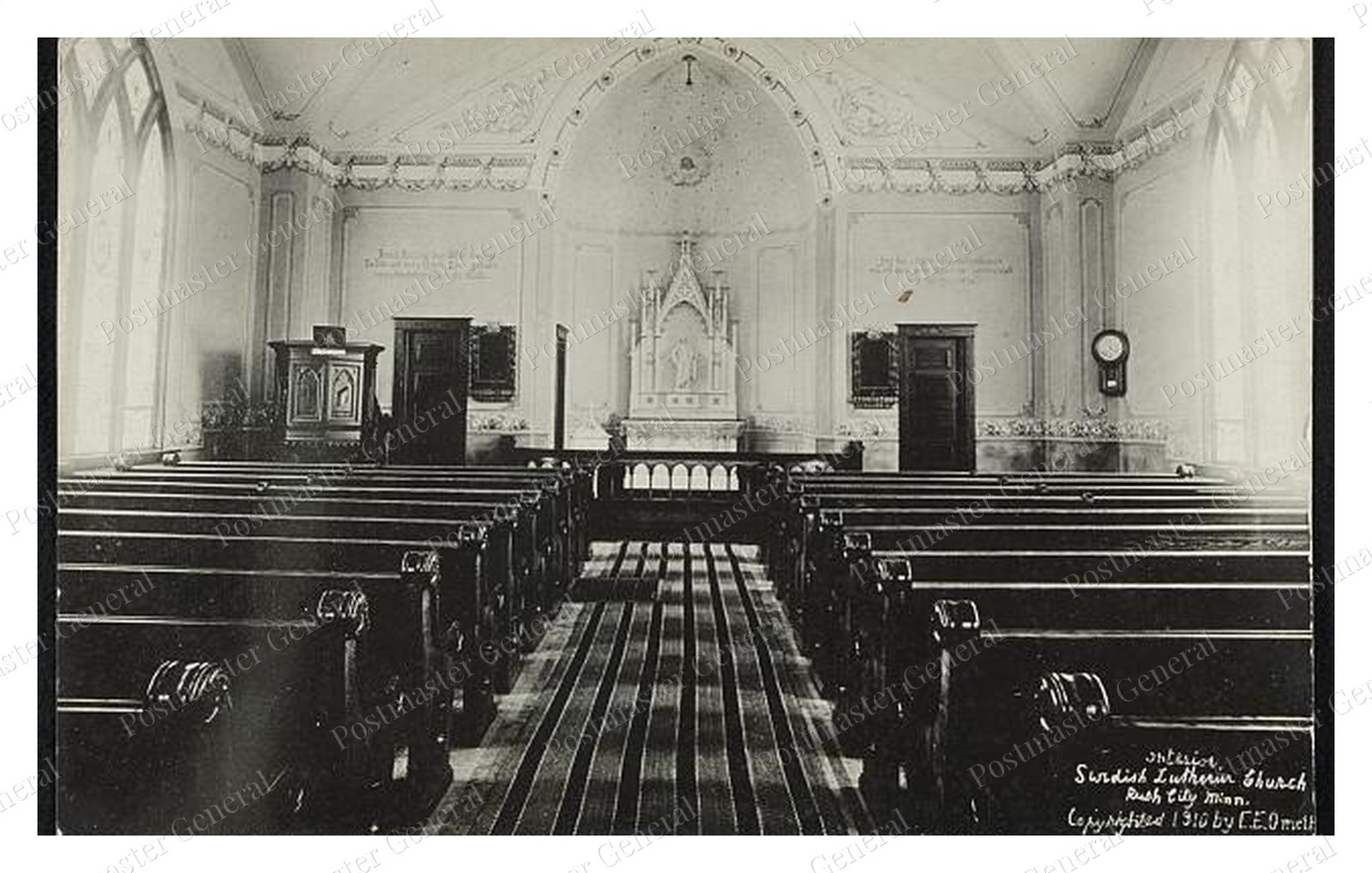 Rush City Minnesota Church Interior Standard Postcard COPY RPPC