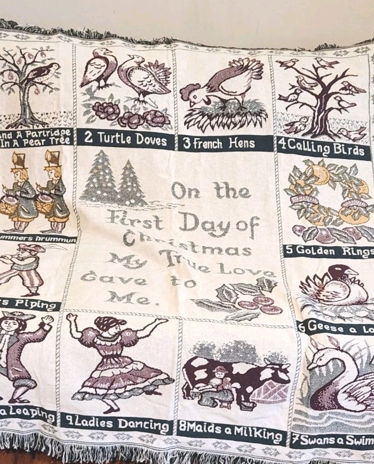 Vtg Woven Tapestry Throw 