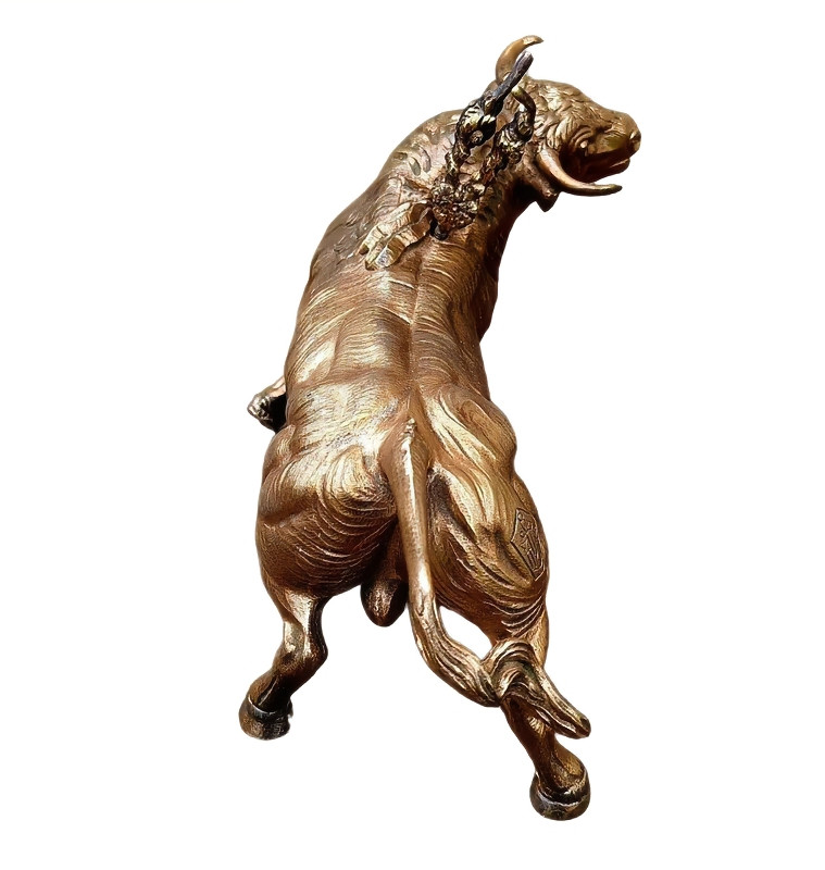 Vintage Mid-Century Brass Spanish Fighting Bull Figurine with Banderillas Vintage Mid-Century Brass Spanish Fighting Bull Figurine with Banderillas