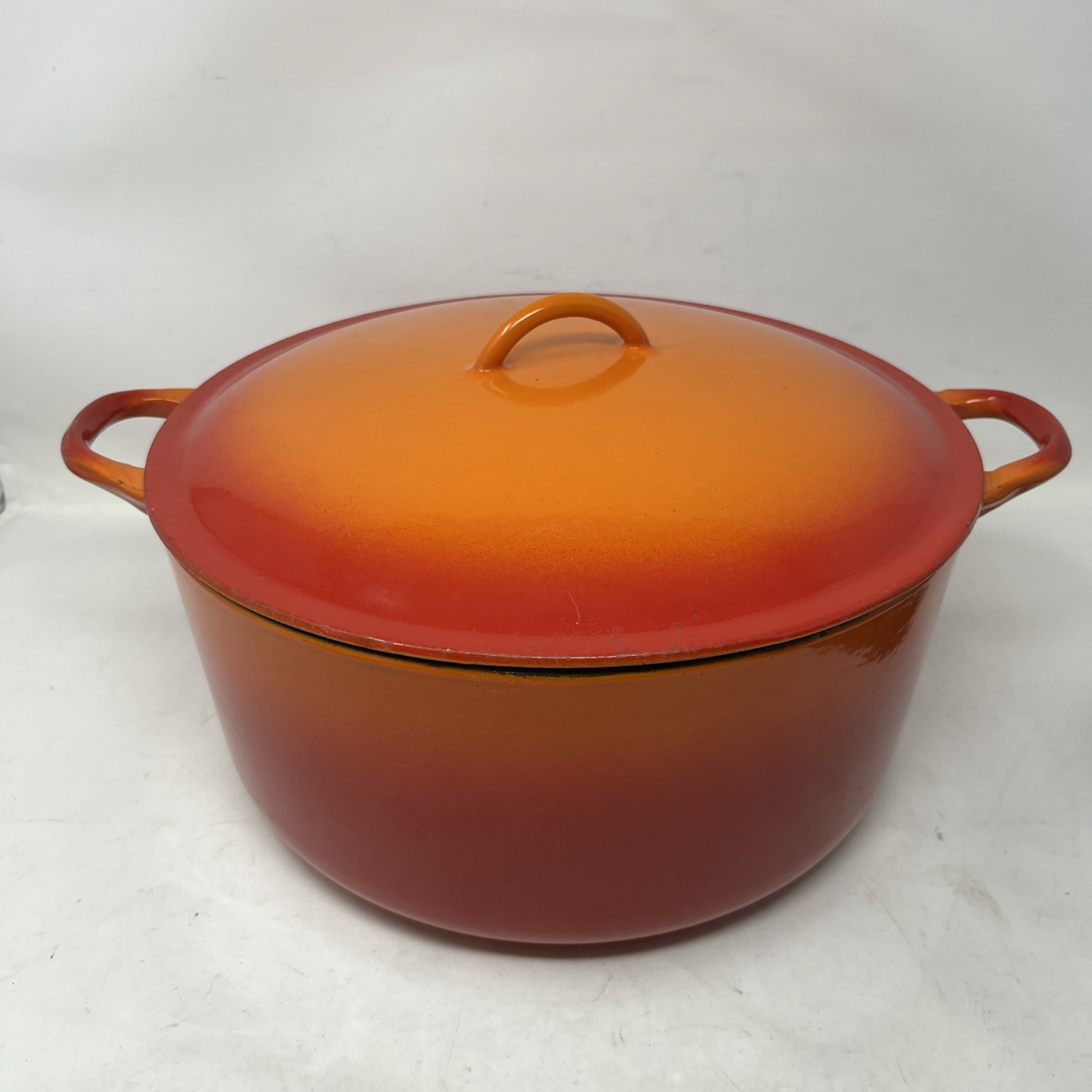 Vtg Descoware FE 2H 16 Citron ‘Orange Flame’ Dutch Oven Casserole Dish