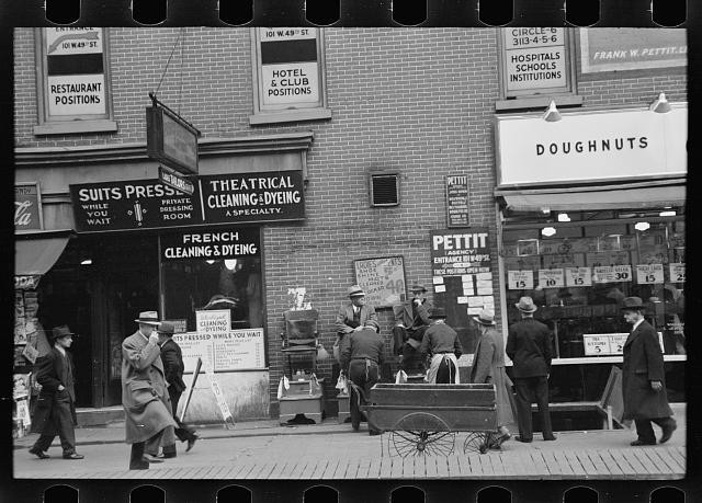 New York NY 1937 Forty-ninth Street near Sixth Avenue Doughnuts Storefront