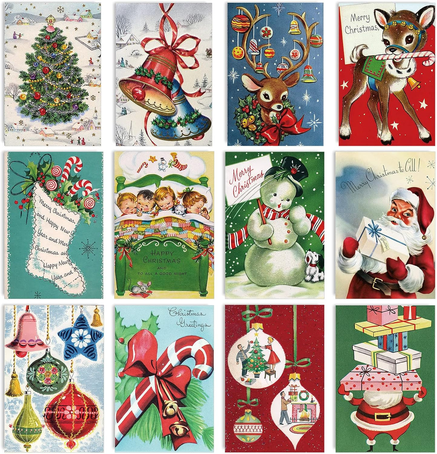 Anydesign 48 Pack Christmas Holiday Greeting Cards Assortment Vintage