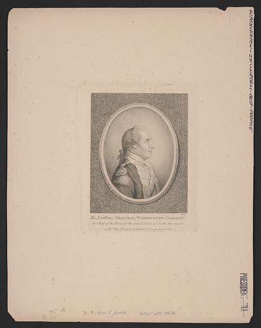 Photo:George Washington 1700s Military Uniform Bust Portrait Engraving