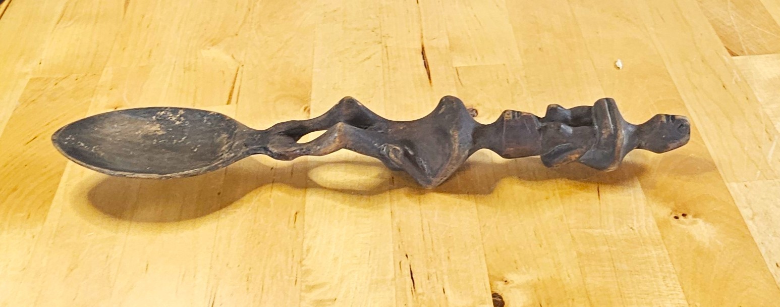 Philippine Ifugao Figurative Carved Wooden Spoon Antique 11”