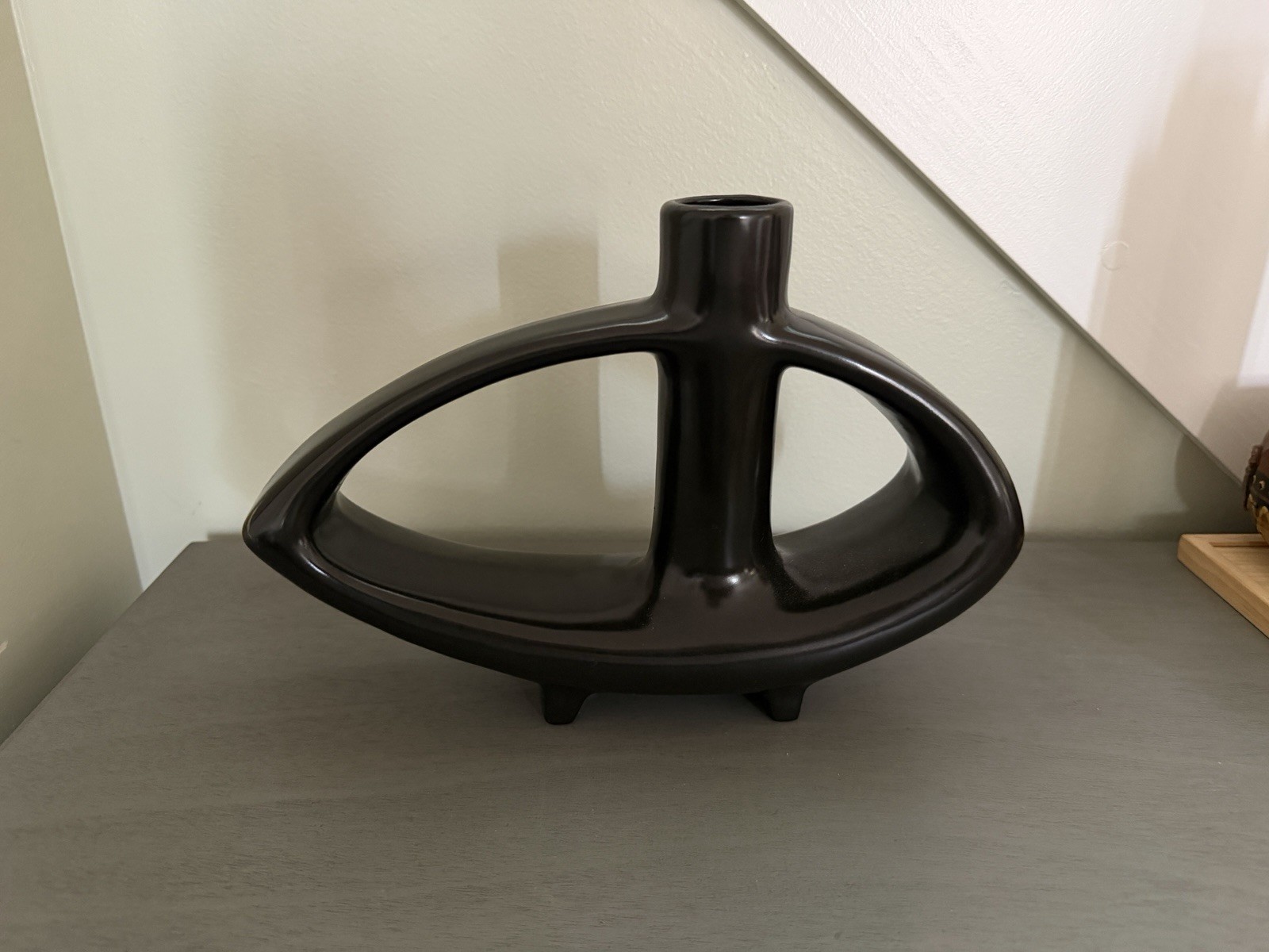 Vintage Black Ikebana Vase Atomic Modernist MCM Vase Japan