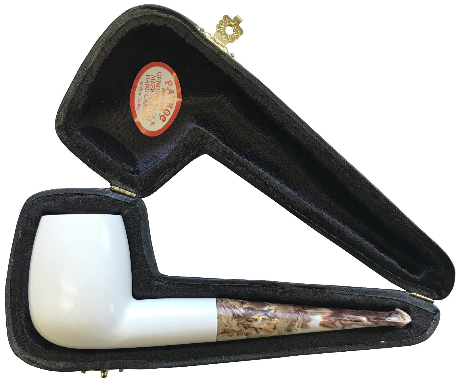 Smooth Straight White Turkish Meerschaum Tobacco Smoking Pipe - 5302K