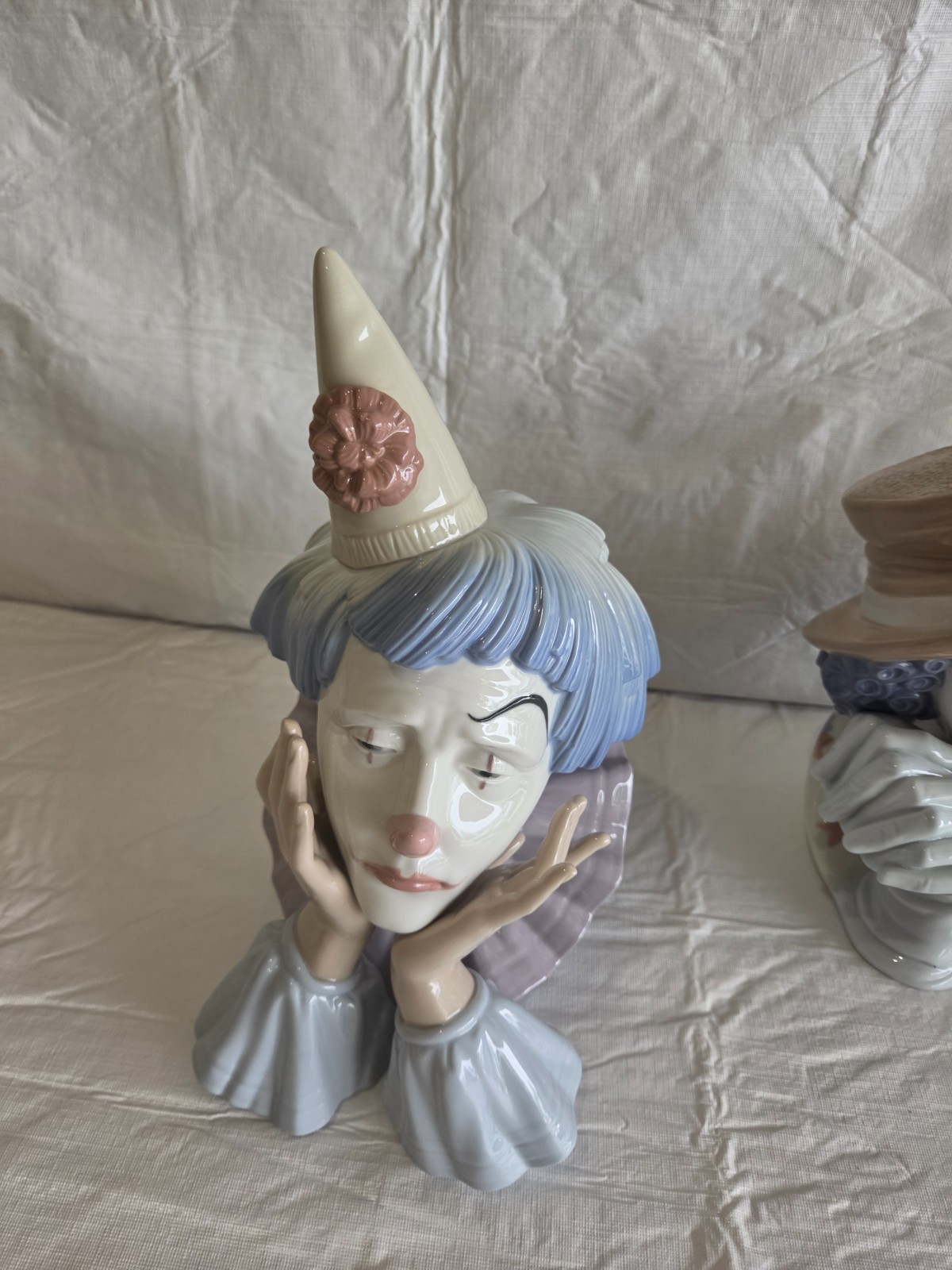 Lladro 1981 Spain 5129 Jester Head Sad Clown Bust Porcelain Figurine Vintage 