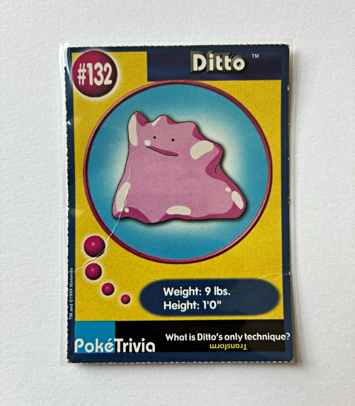 Pokémon 1999 PokeTrivia Ditto #132 & First Movie Card #9 2-Card Lot EN