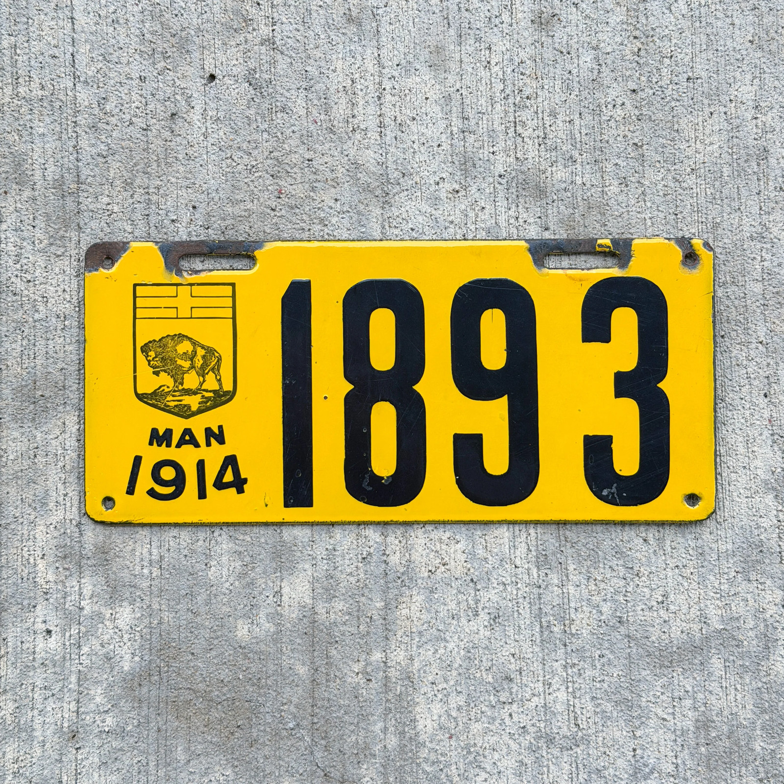 1914 Manitoba Porcelain License Plate Vintage Auto Tag Garage High Quality 1893