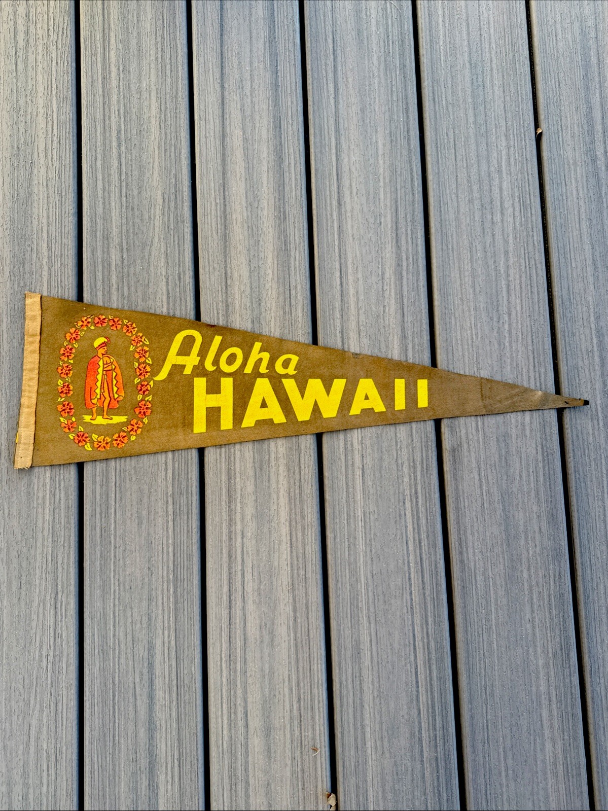 Vintage Aloha Hawaii Felt Pennant c.1950  T.H. 9”X 27” RARE   AA