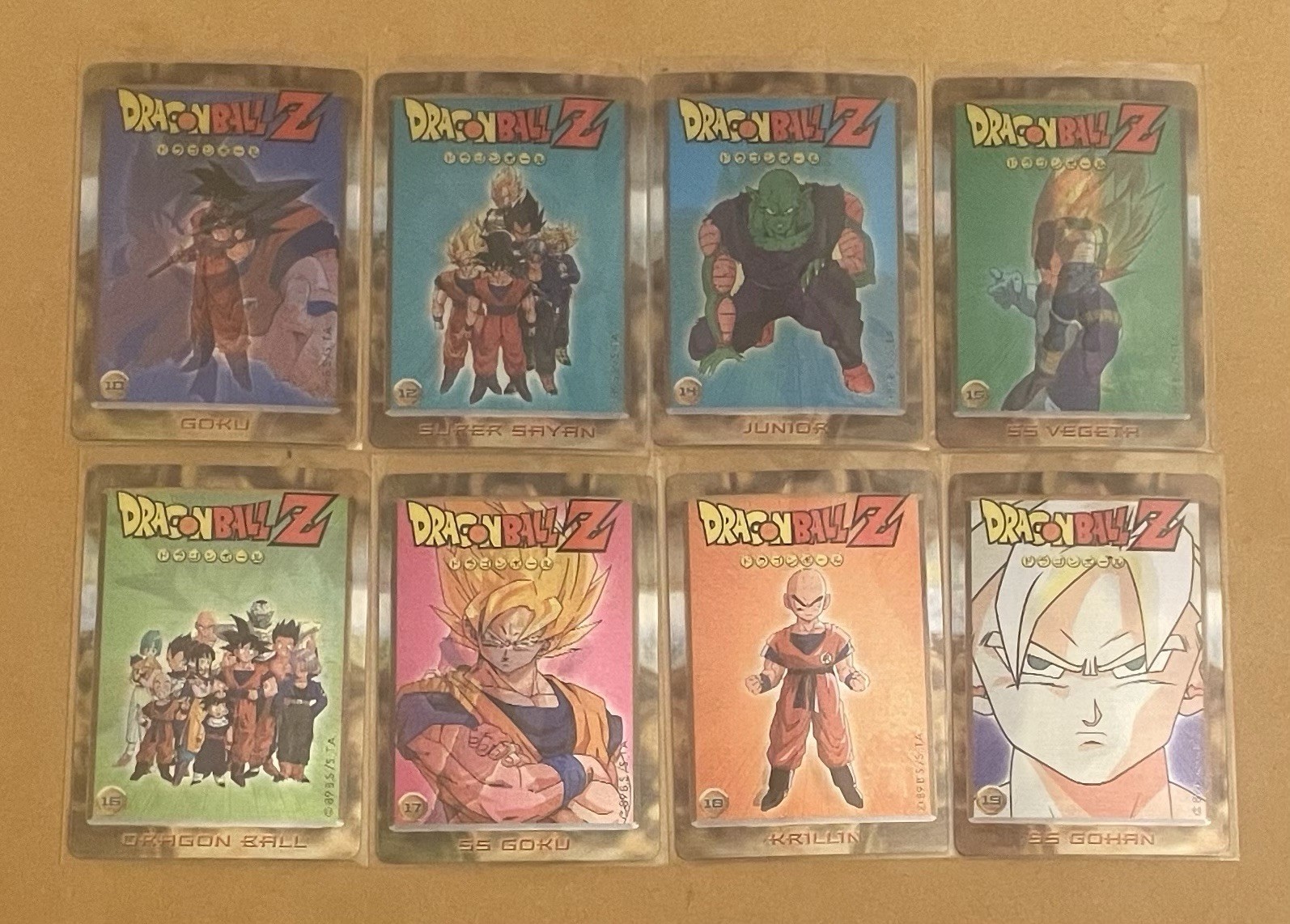 1999 Dragon Ball Z Lenticolari Serie Gold-Lot of 8 Different Rare Gold Cards