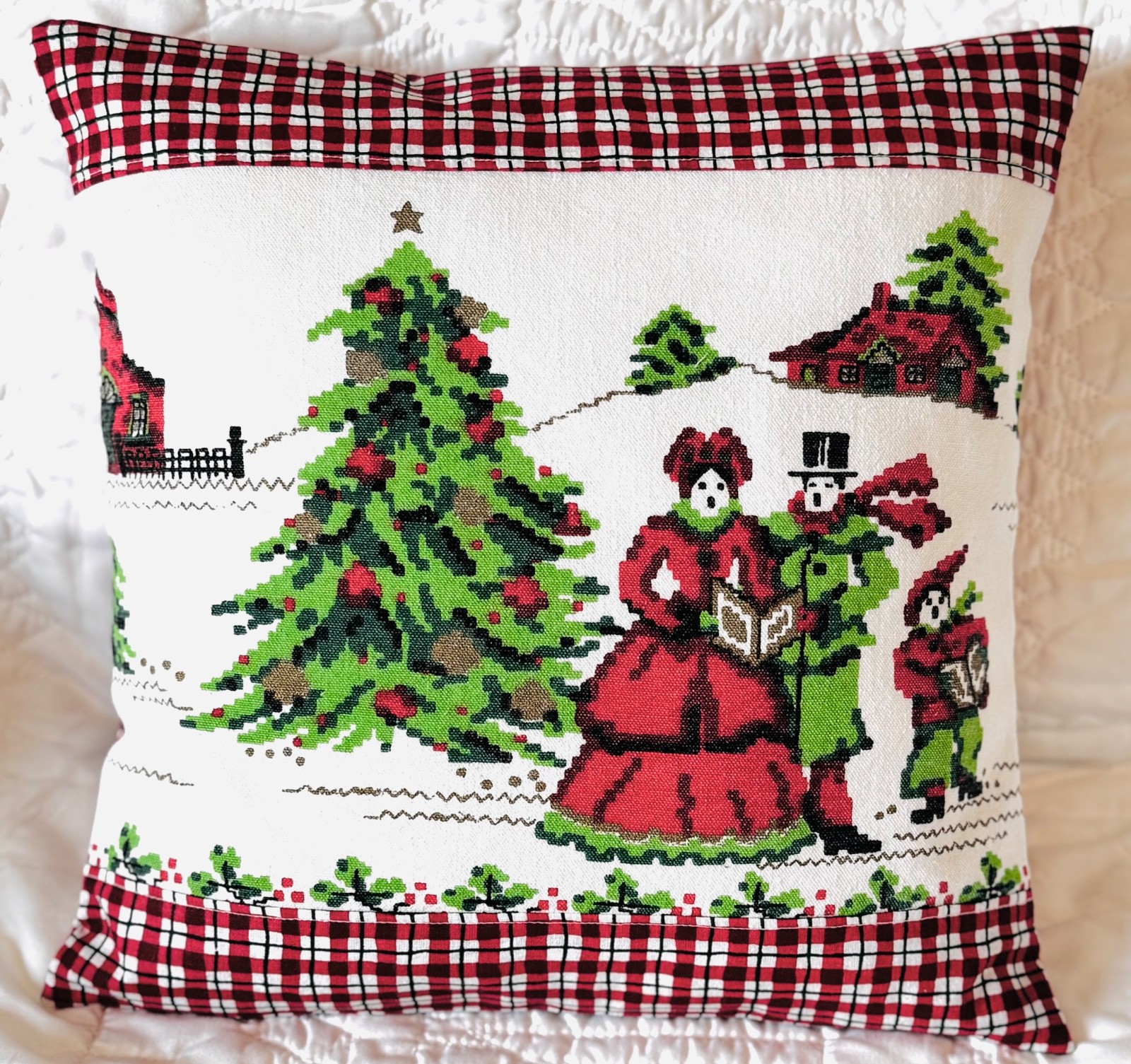 Vintage Parisian Prints Christmas Tablecloth Pillow Cover - Christmas Sampler