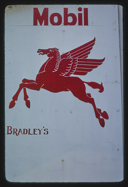 Bradley\'s Mobil hand-painted gasoline sign Main Street Franklin New York Photo Bradley\'s Mobil hand-painted gasoline sign Main Street Franklin New York Photo