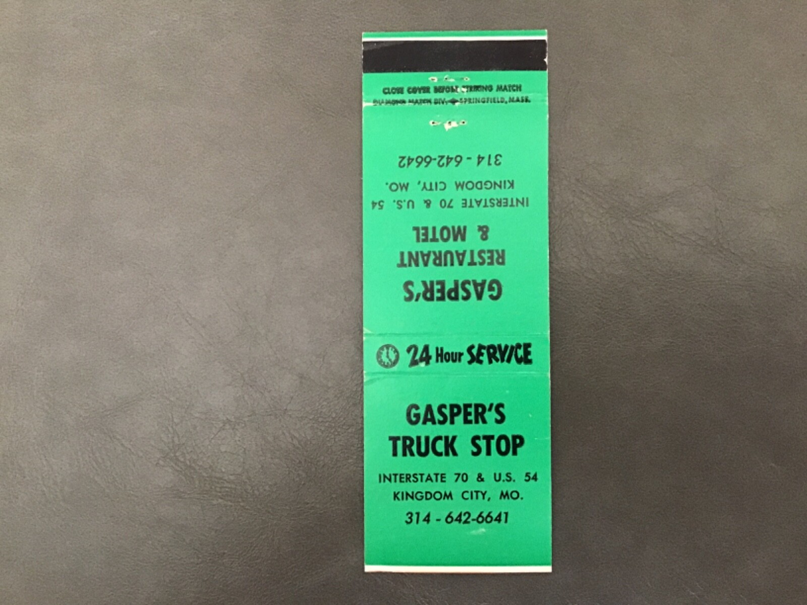 Vintage Matchbook Cover - Gasper\'s Truck Stop Kingdom City MO