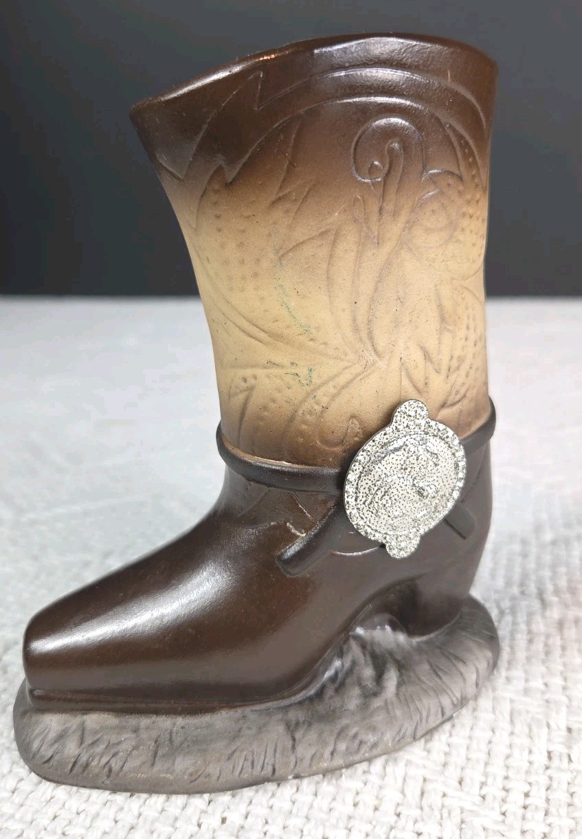 Vintage Stetson Scented Candle Holder Ceramic Cowboy Boot Coty Div Pfizer Taiwan