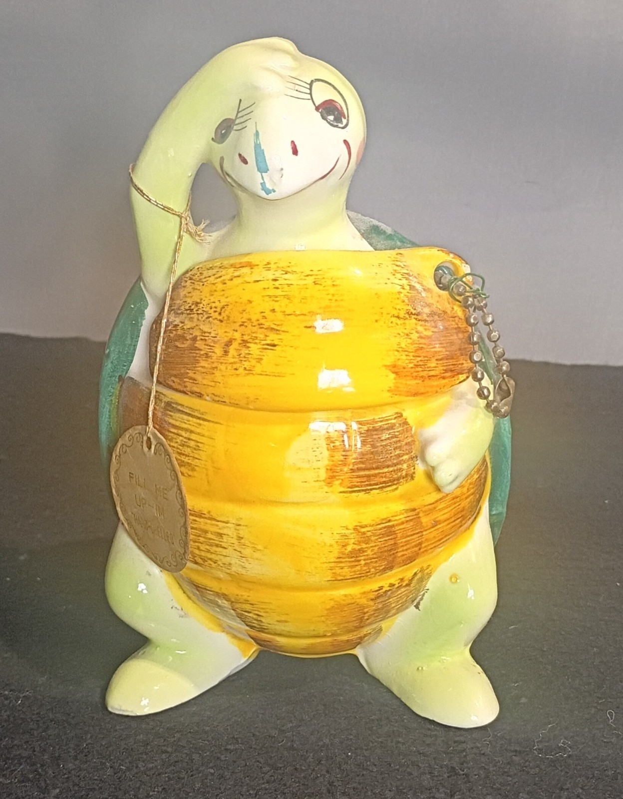 Enesco Swifty the Turtle Ceramic Coin Savings Bank 1950s Vintage, Made in Japan