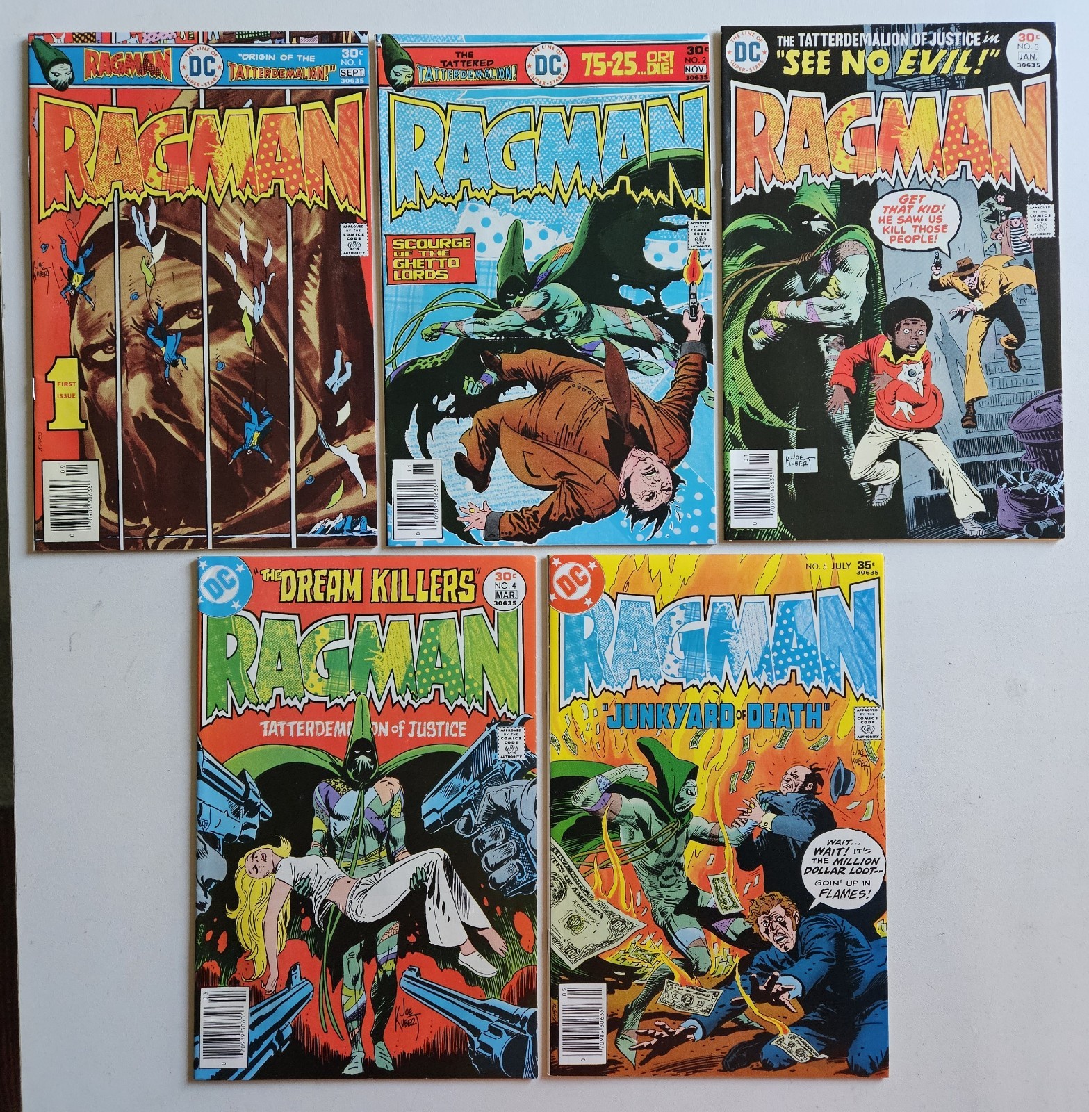 RAGMAN 1-5 1st Appearance Of Ragman 1976 Joe Kubert Nice