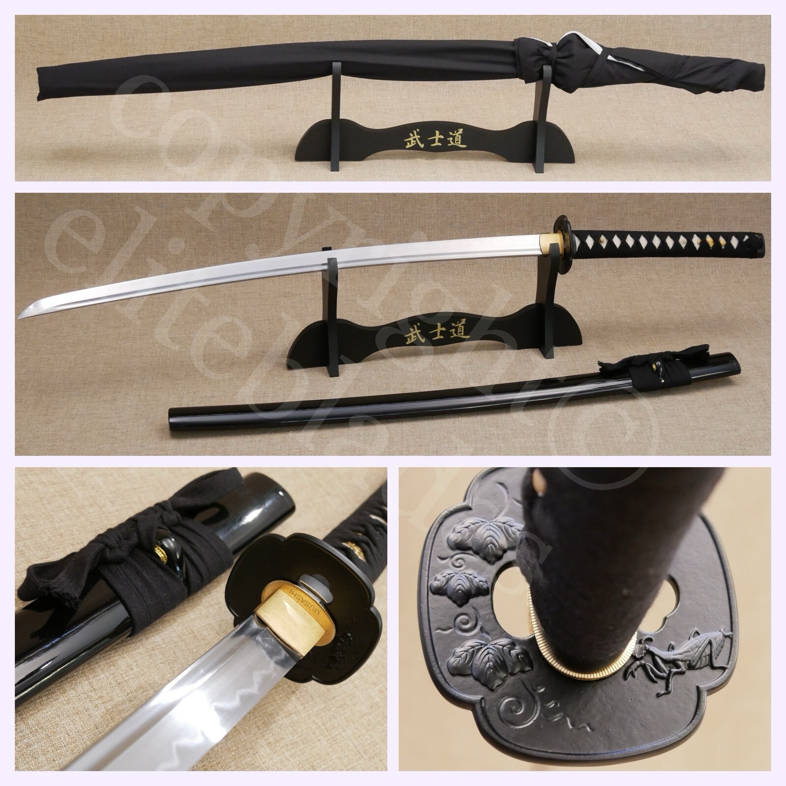 Musashi Lotus PRAYING MANTIS Hand Forged Clay Tempered Samurai Katana Sword 
