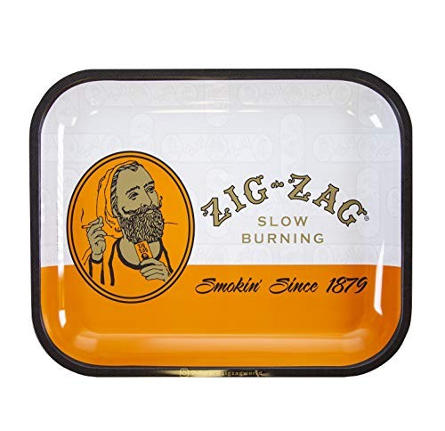 ZIG-ZAG Classic Orange Rolling Tray - Large Metal Tray with Elegant Design