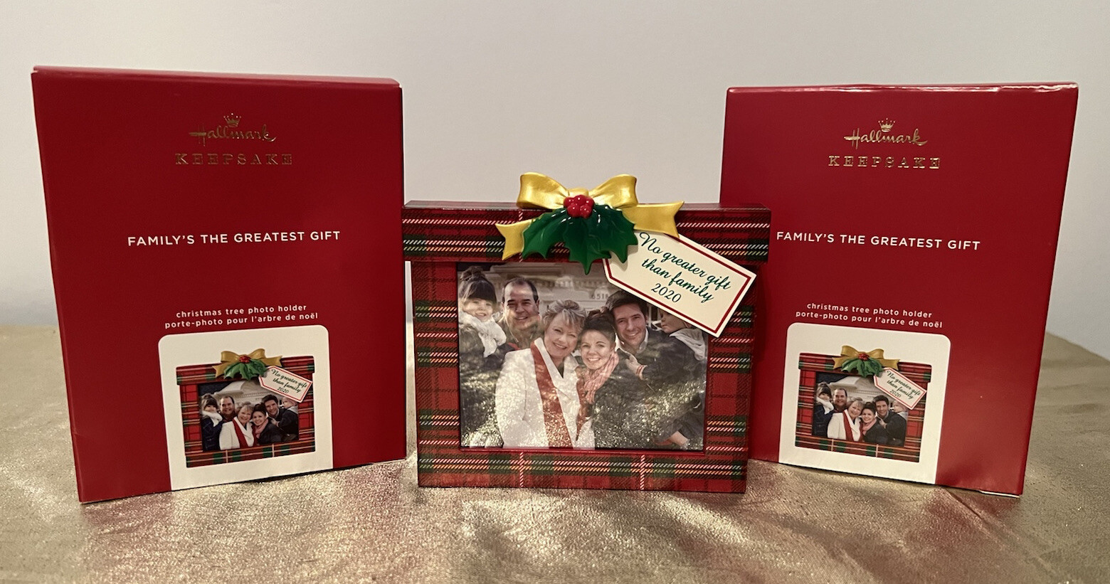 NWT Lot of 2 Hallmark Keepsake 2020 Family's Greatest Gift Photo Frame Ornaments