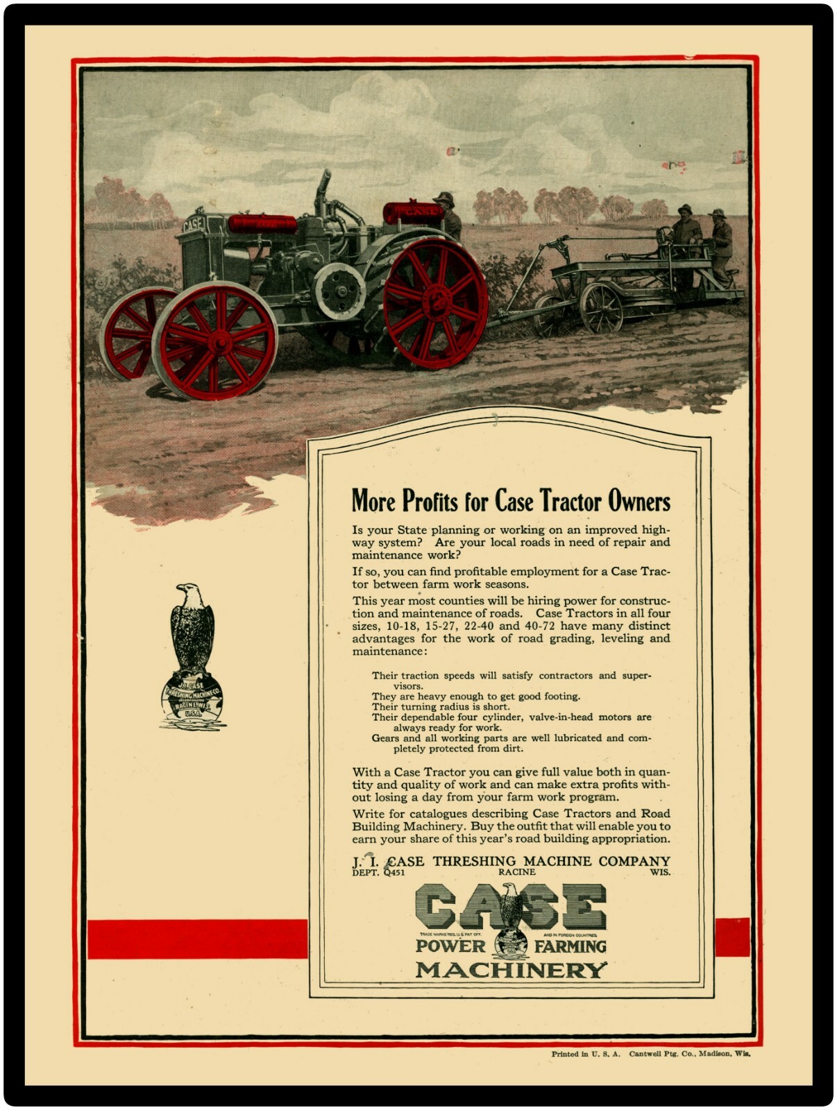 Vtg. Look 1922 Case Threshing New Metal Sign: Tractors  12 x 16\