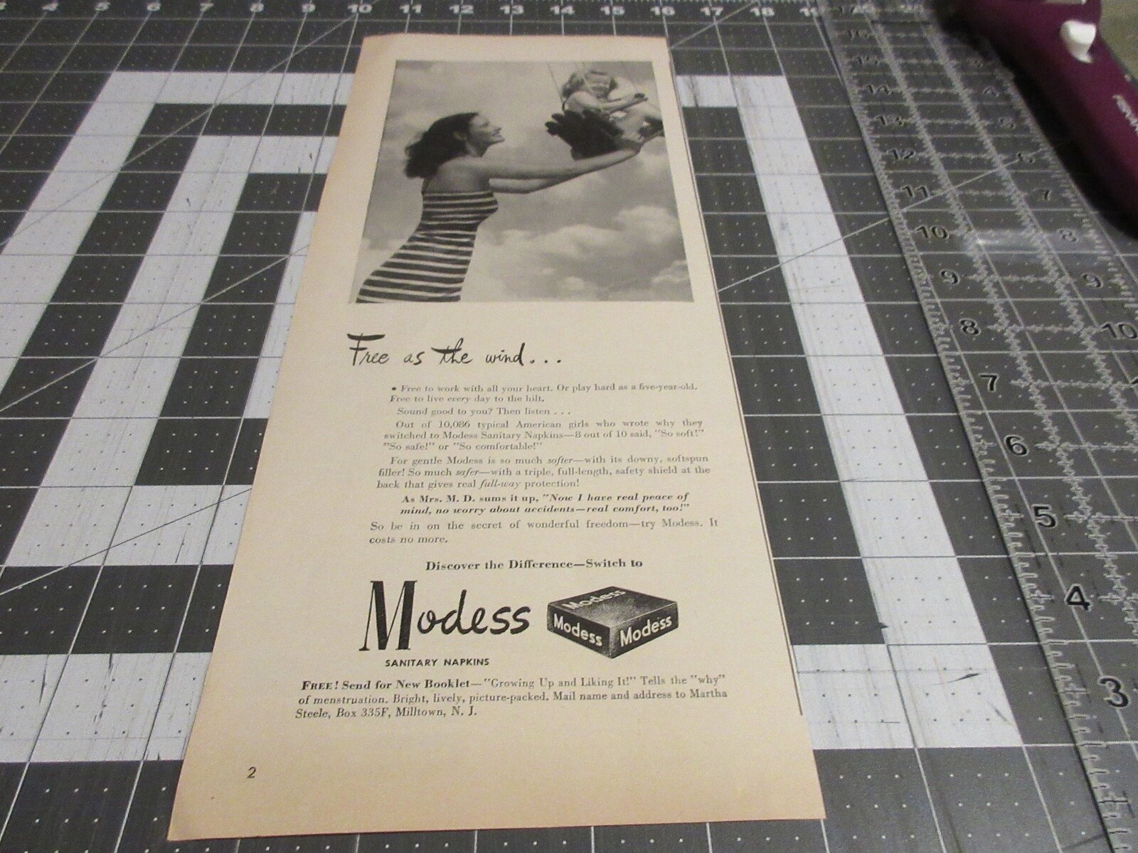 1944 Modess Sanitary Napkins, Print Ad